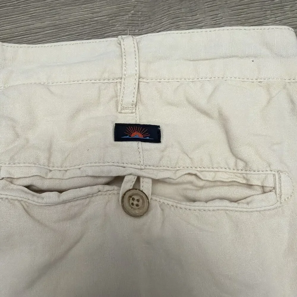 Faherty Malibu Shorts Mens 36 Linen Cotton‎ Tan Stone Casual Beach Chino